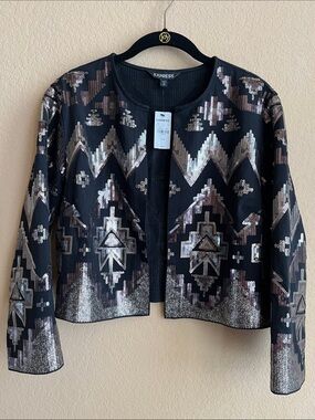 Sequin Crop Bolero Jacket by Express Size M Western, Aztec, Southwest Style NWT